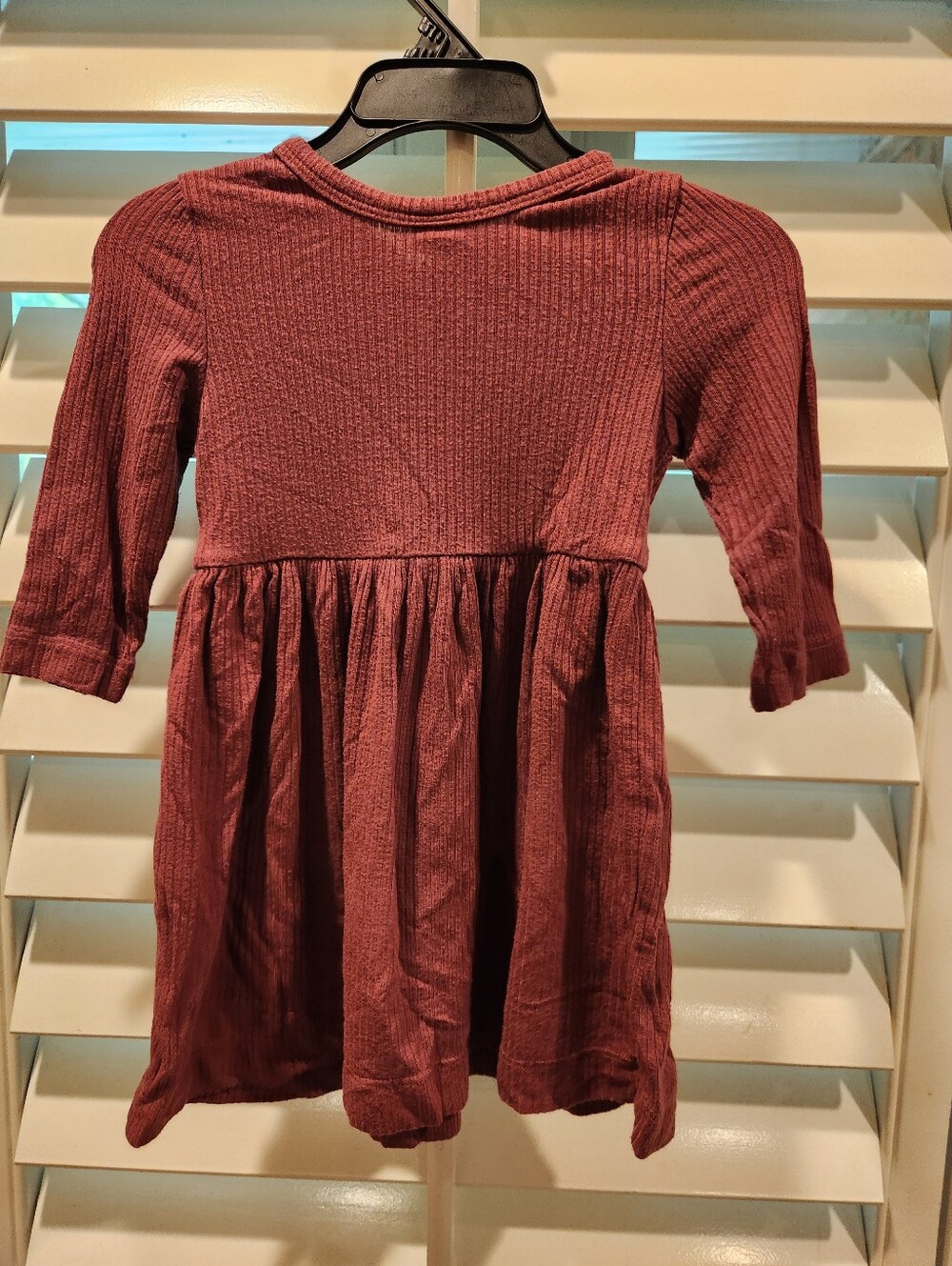 Kate Quinn Girls' Long Sleeve Ruching Waist Dress - Dusty Rose, Size 3-6M - Picture 3 of 4